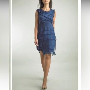 Tempo Paris Layered Silk Black Mini Dress S Made in Italy